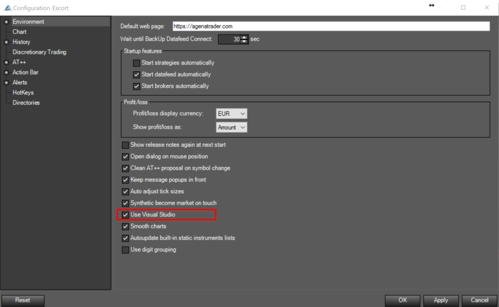 Configuration-Escort setting for Visual Studio